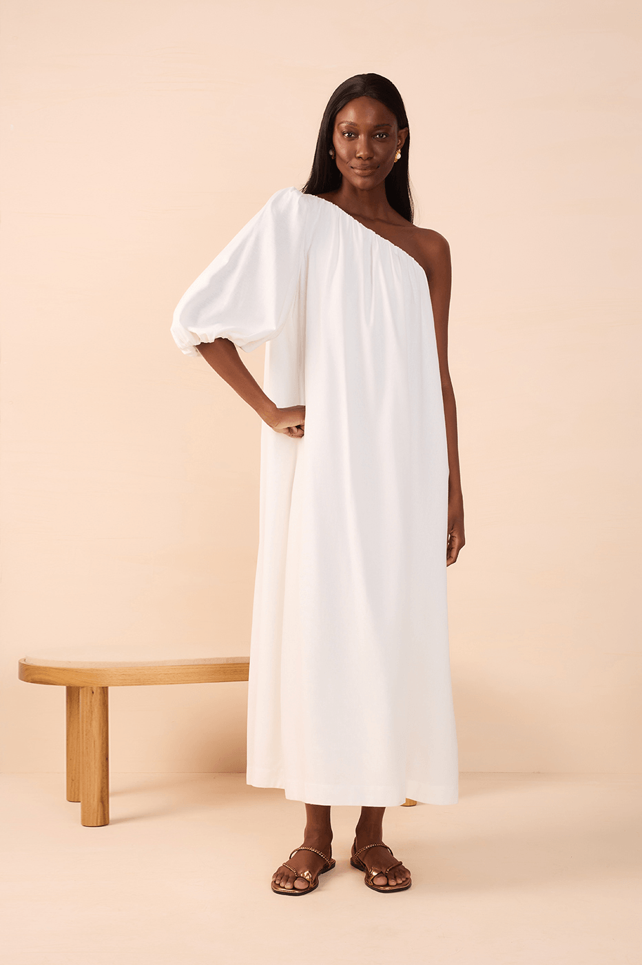 One Shoulder Linen Midi Dress – Dress To - Rio de Janeiro 