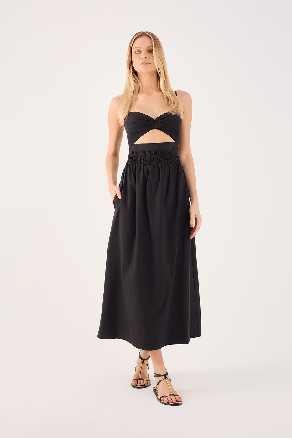 Cotton Cropped Ruched-Bust Dress_1