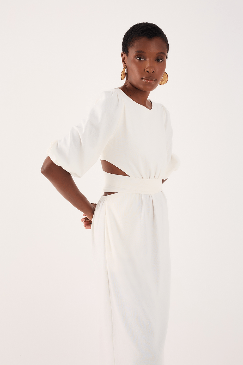 Linen Midi Cutout Tie Dress_2