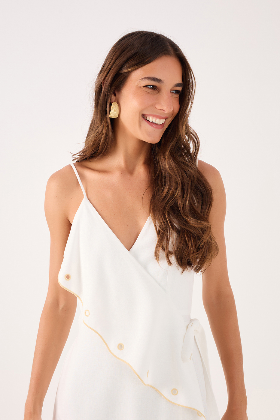Cropped Linen Richelieu Embroidery Dress_2