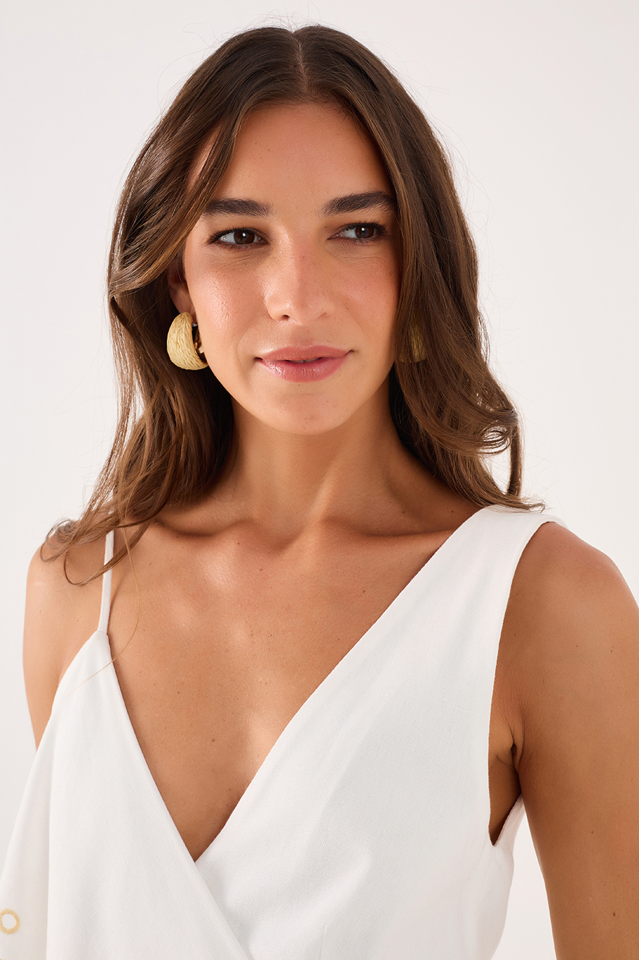 Cropped Linen Richelieu Embroidery Dress_3