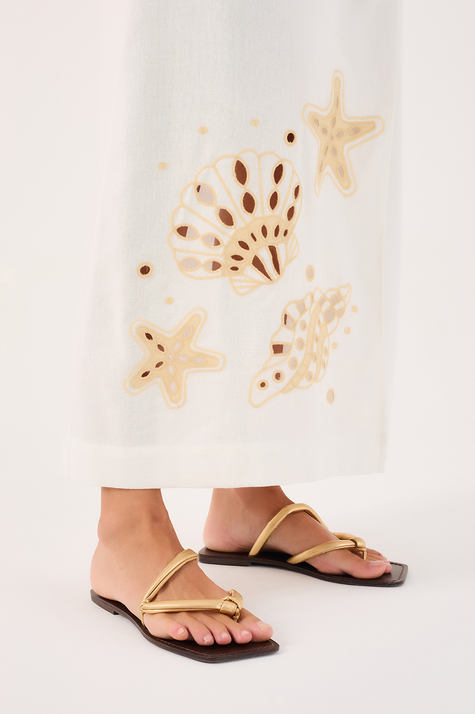 Cropped Linen Richelieu Embroidery Dress_4