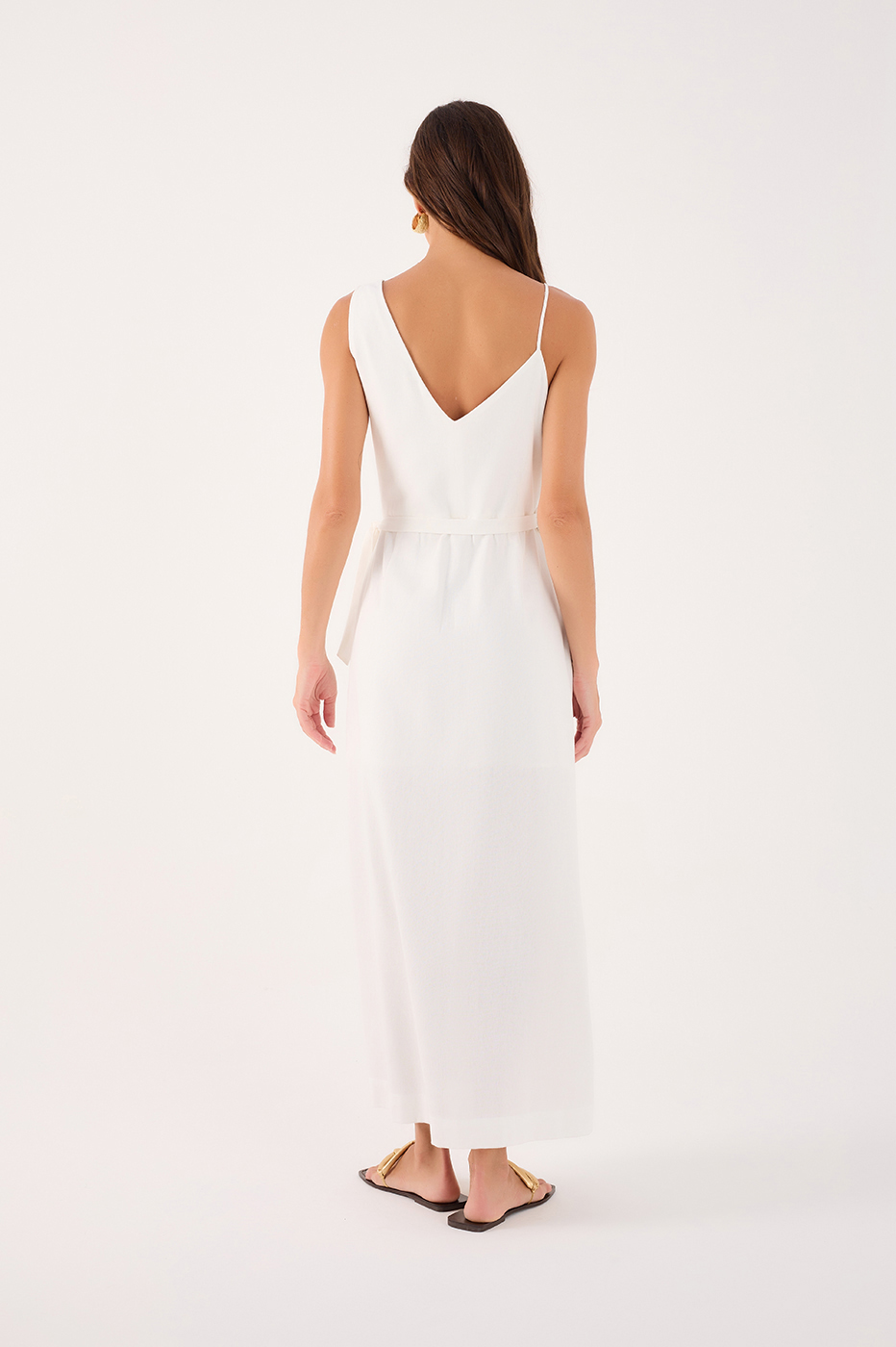 Cropped Linen Richelieu Embroidery Dress_5