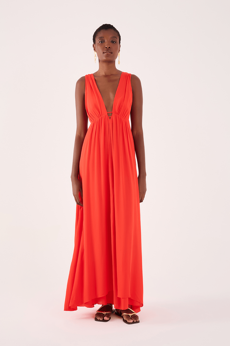 Long Overlay Skirt Crepe Dress_1
