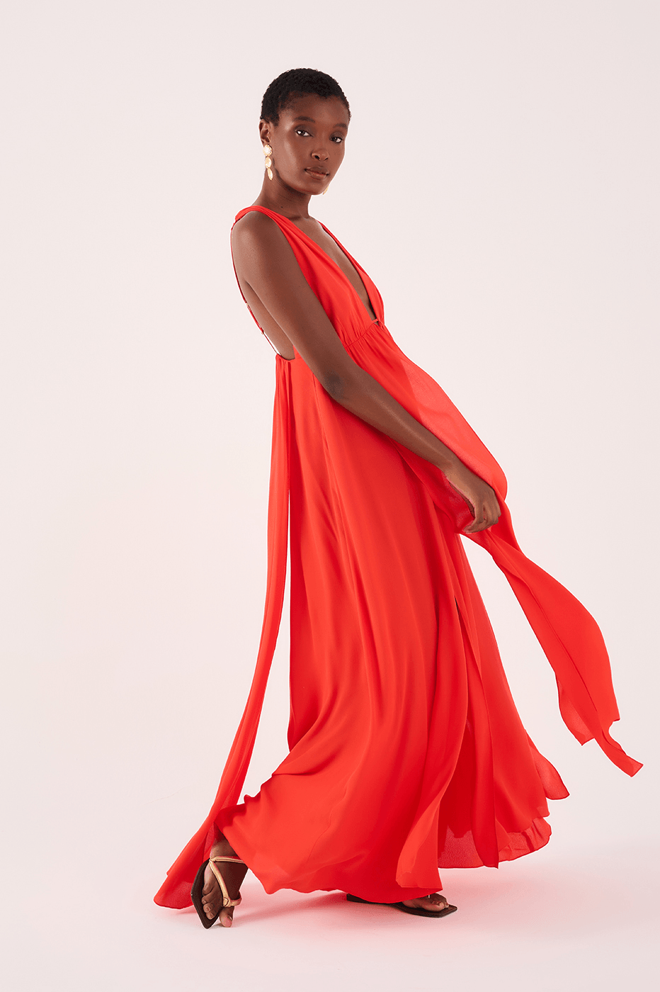 Long Overlay Skirt Crepe Dress_2