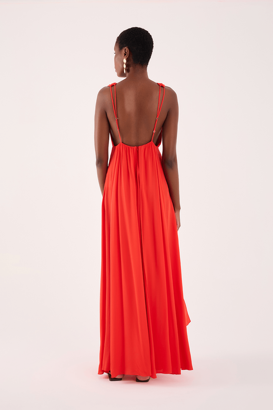 Long Overlay Skirt Crepe Dress