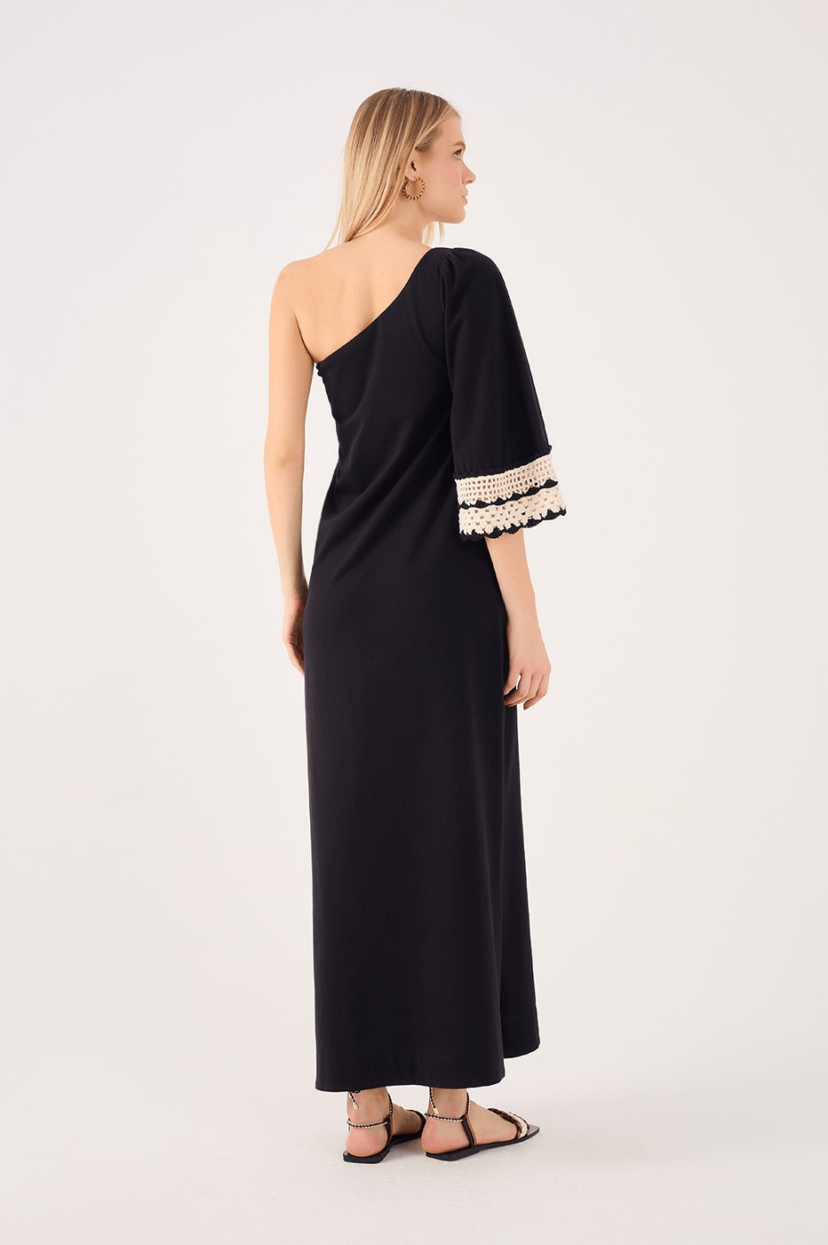 black crochet dress long sleeve FESTIVAL LONG SLEEVE CROCHET DRESS