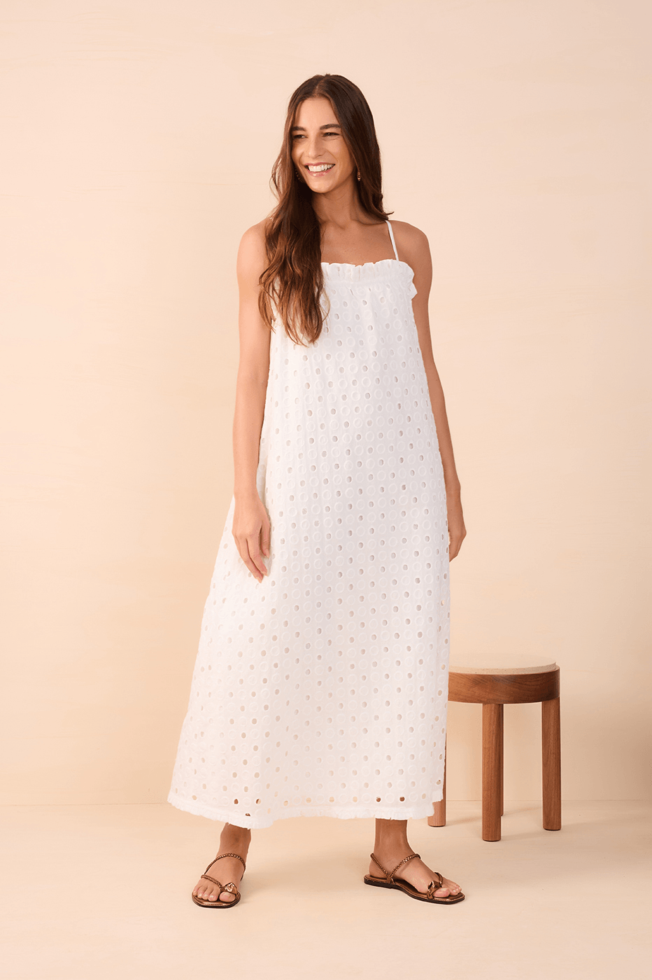 Off-White Sleeveless Cotton Midi Dress_1