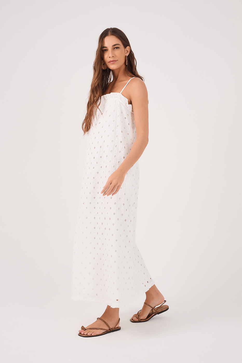 Off-White Sleeveless Cotton Midi Dress_3