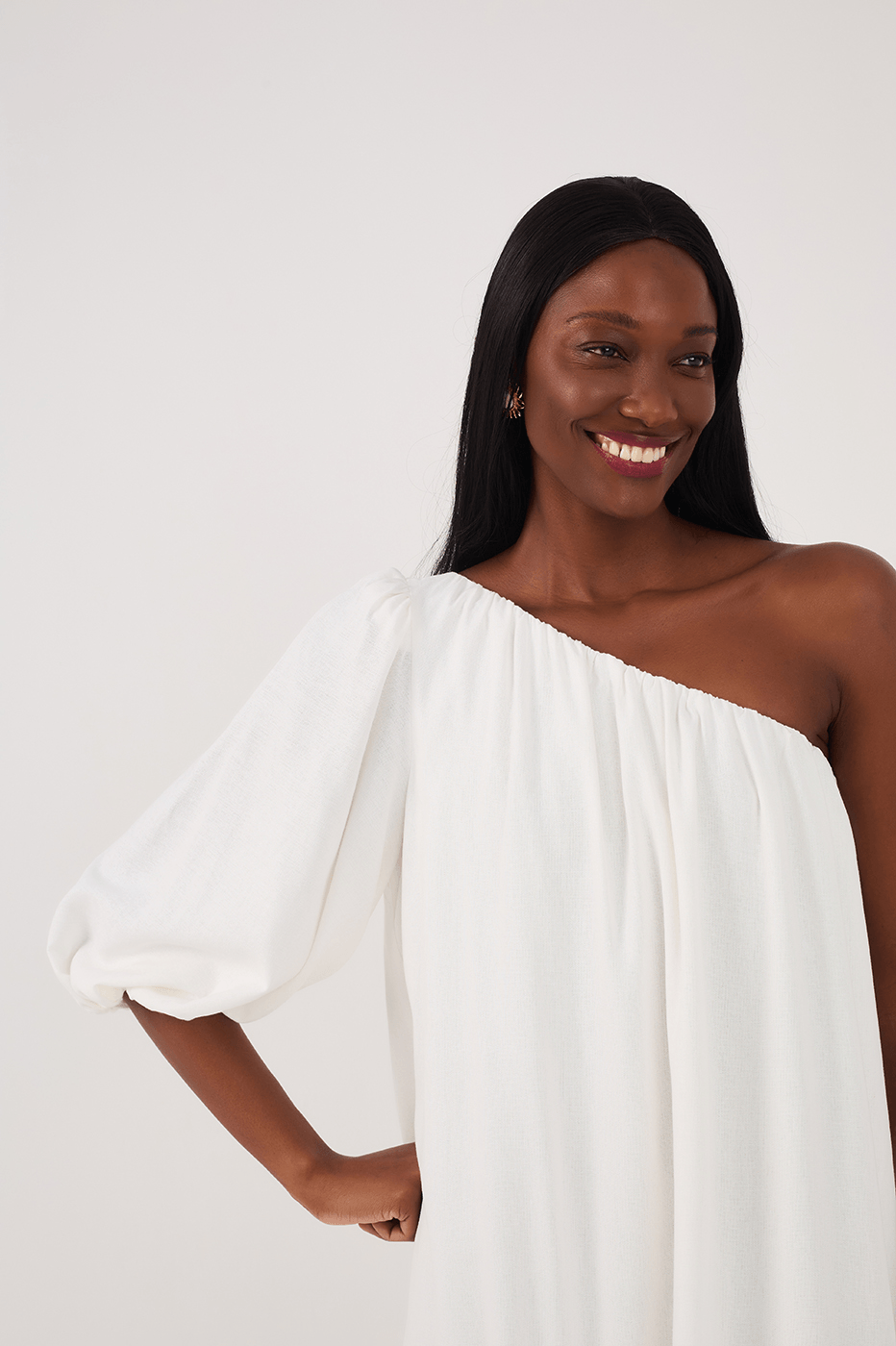 One Shoulder Linen Midi Dress_4