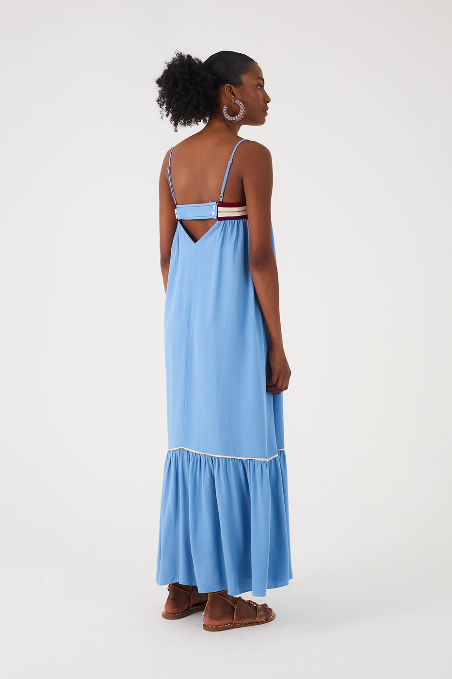 Blue Arpoador Sleeveless Tiered Maxi Dress