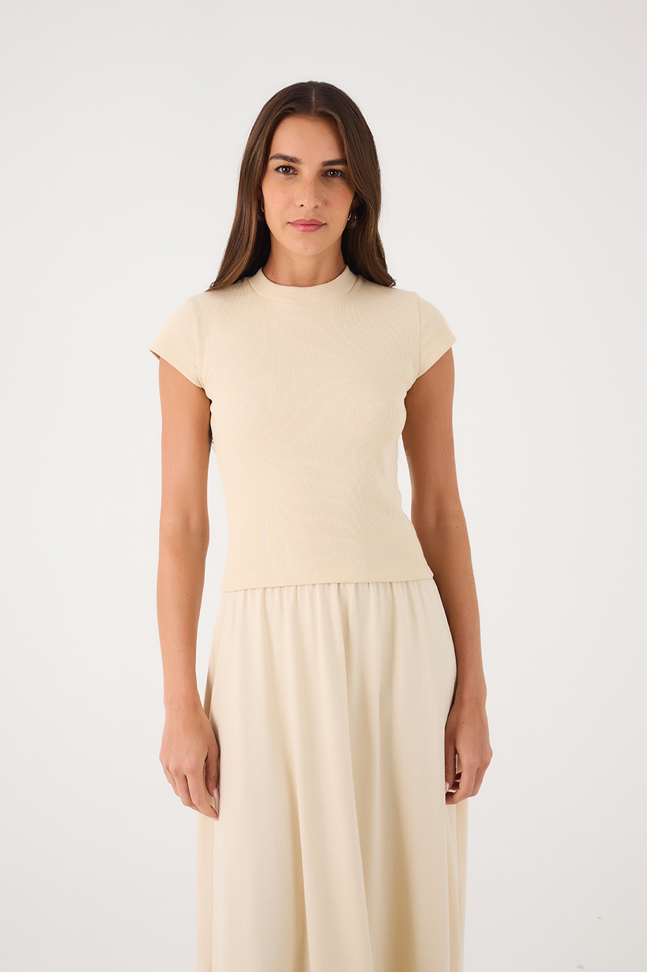 Off-White Carioca Embroidered Hem Short Sleeve Maxi Dress