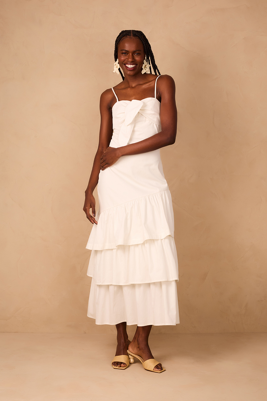 white cotton ruffle dress ASOS EDITION cotton ruffle yoke mini dress in white