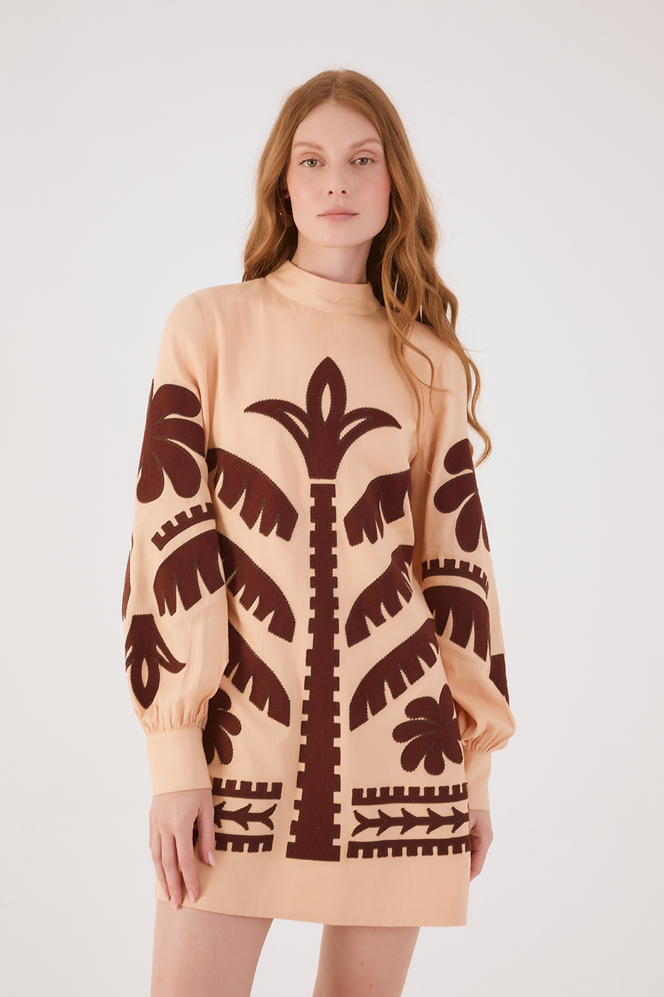 Foliage Embroidered Linen Dress