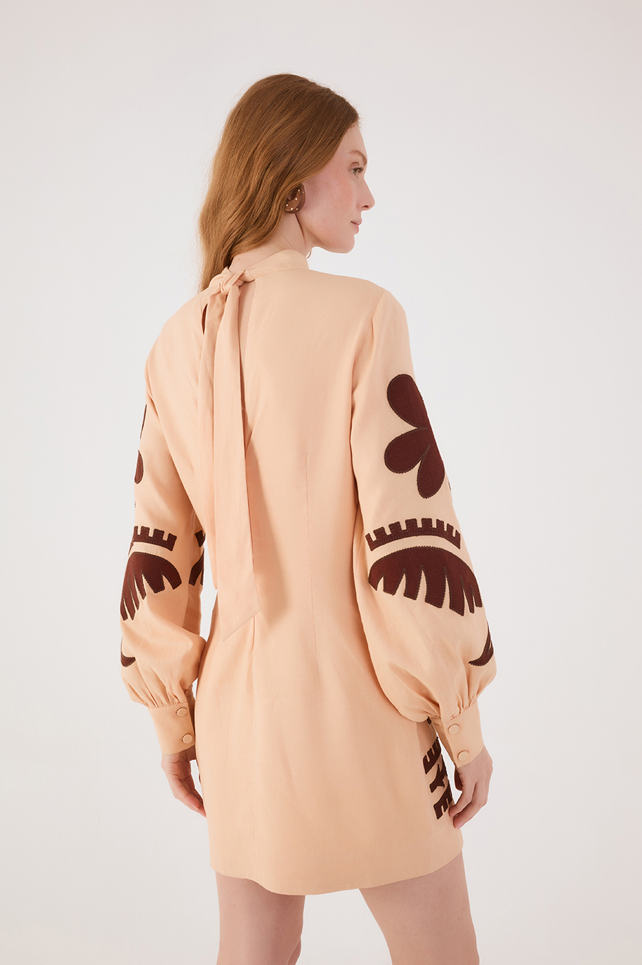 Foliage Embroidered Linen Dress