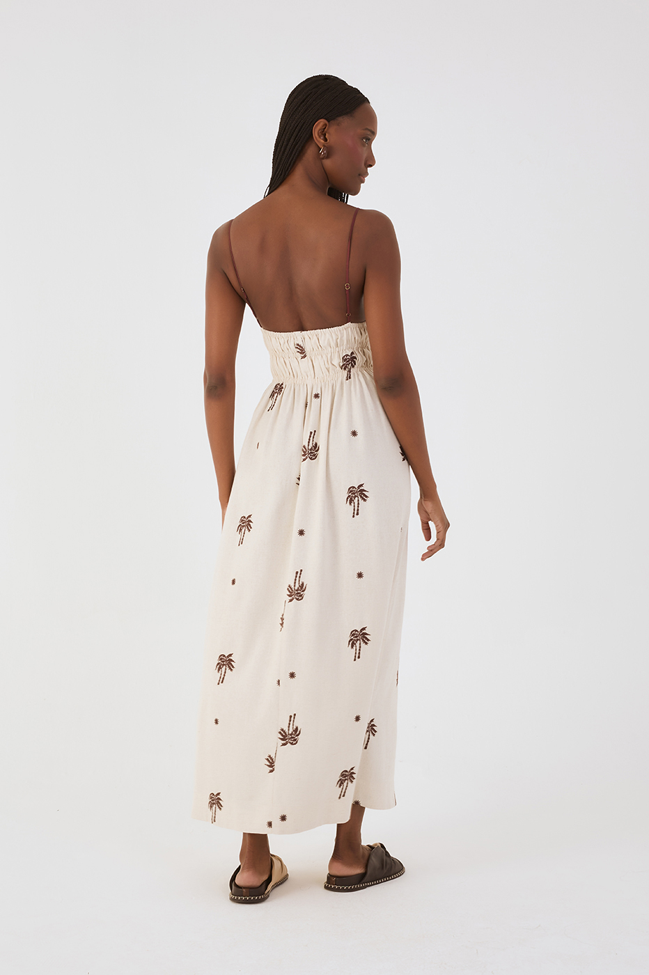 Off-White Embroidered Sun Sleeveless Maxi Dress