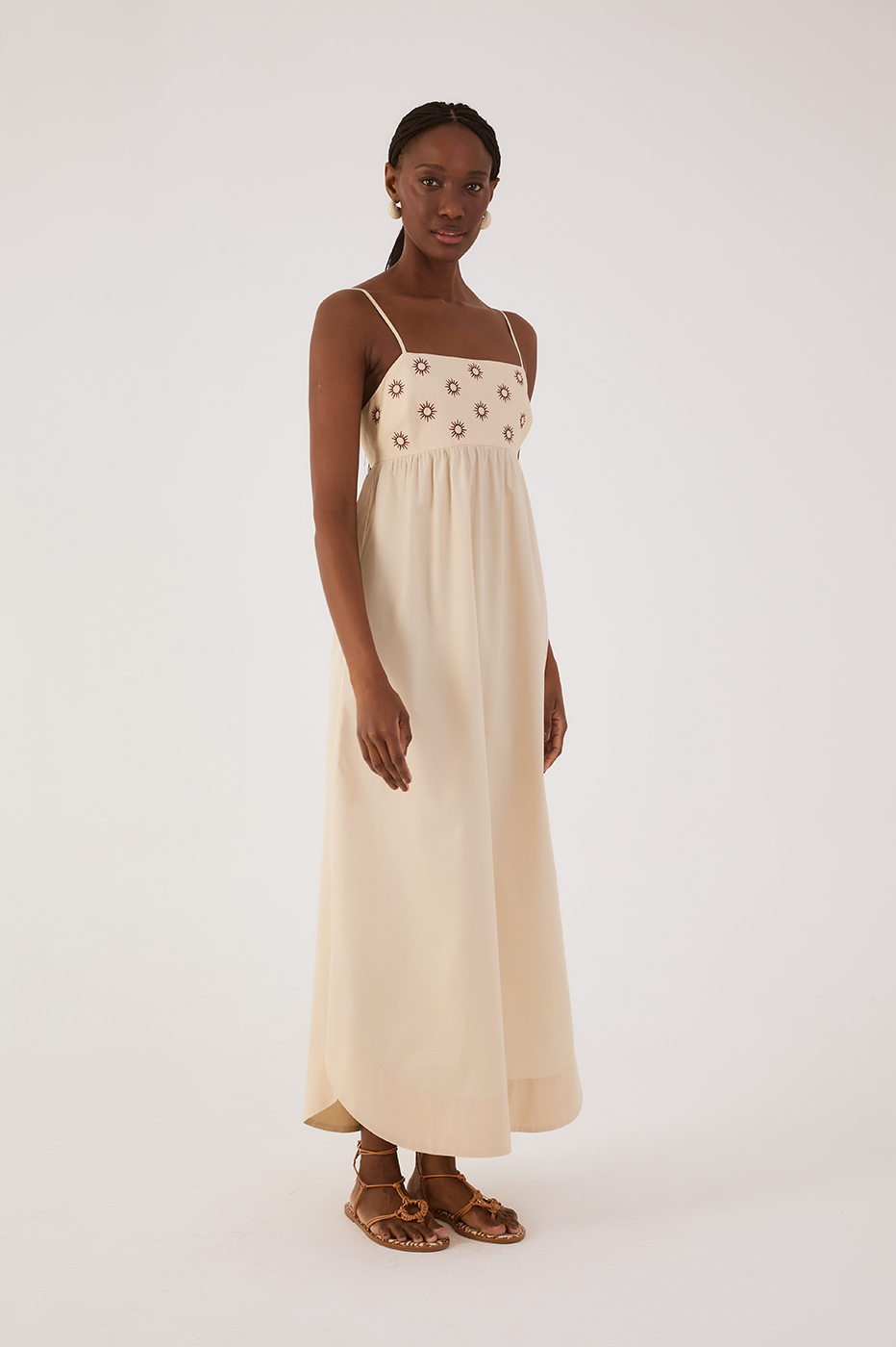 Off-White Embroidered Sun Sleeveless Maxi Dress_2