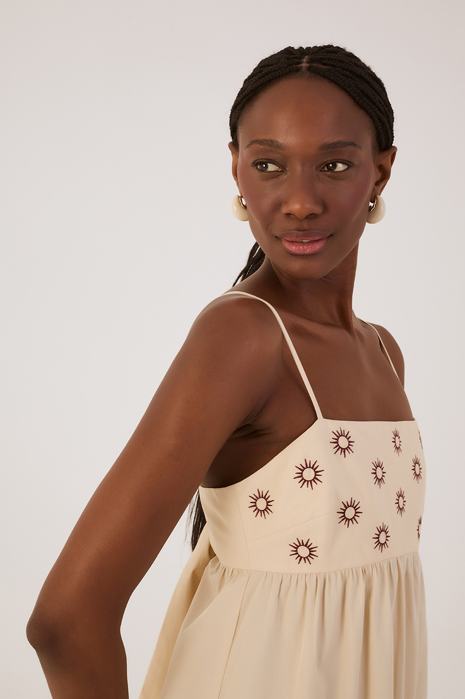 Off-White Embroidered Sun Sleeveless Maxi Dress_4