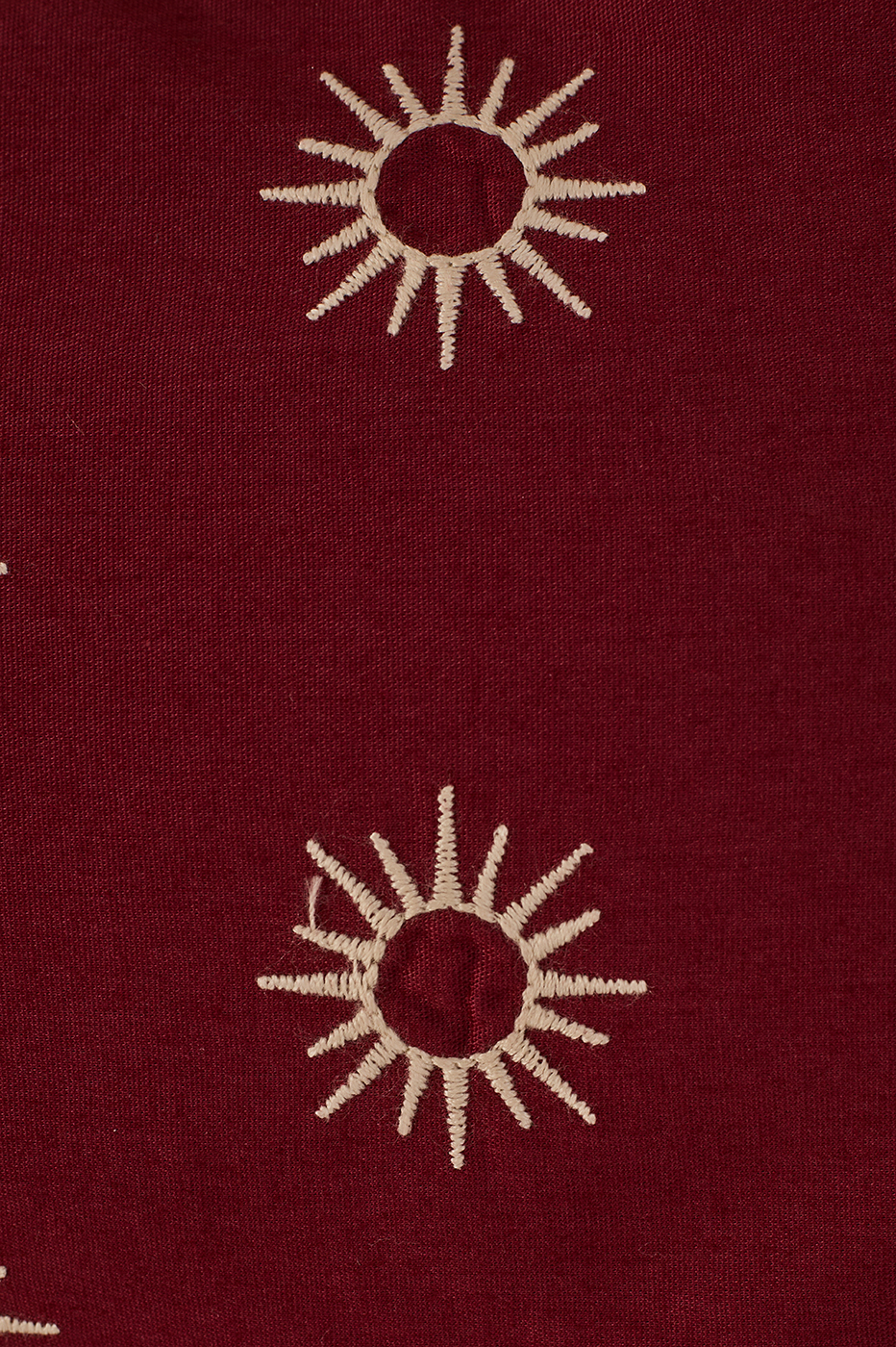 Wine Bossa Embroidered Sun Sleeveless Maxi Dress