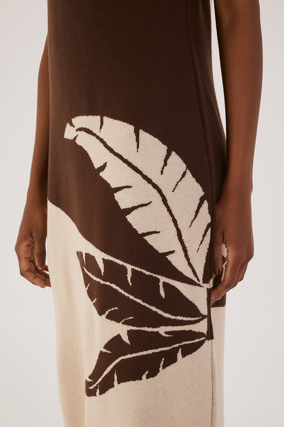 Brown Palma High Neck Sleeveless Tricot Maxi Dress