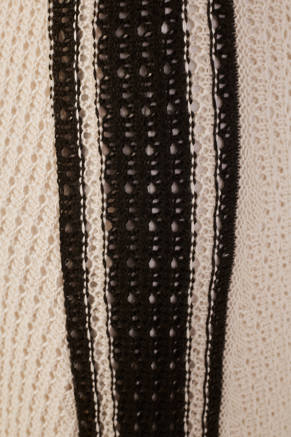 Off-White And Black Stripes V Neck Slim Tricot Maxi Dress