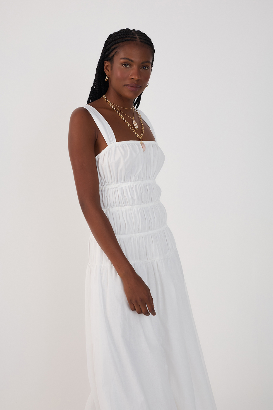 Vestido Cropped Algodão Franzido_3