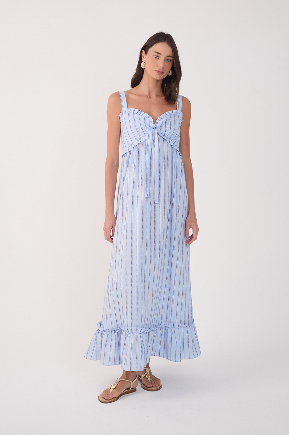 Cropped Cotton Striped Ruffle Dress_2