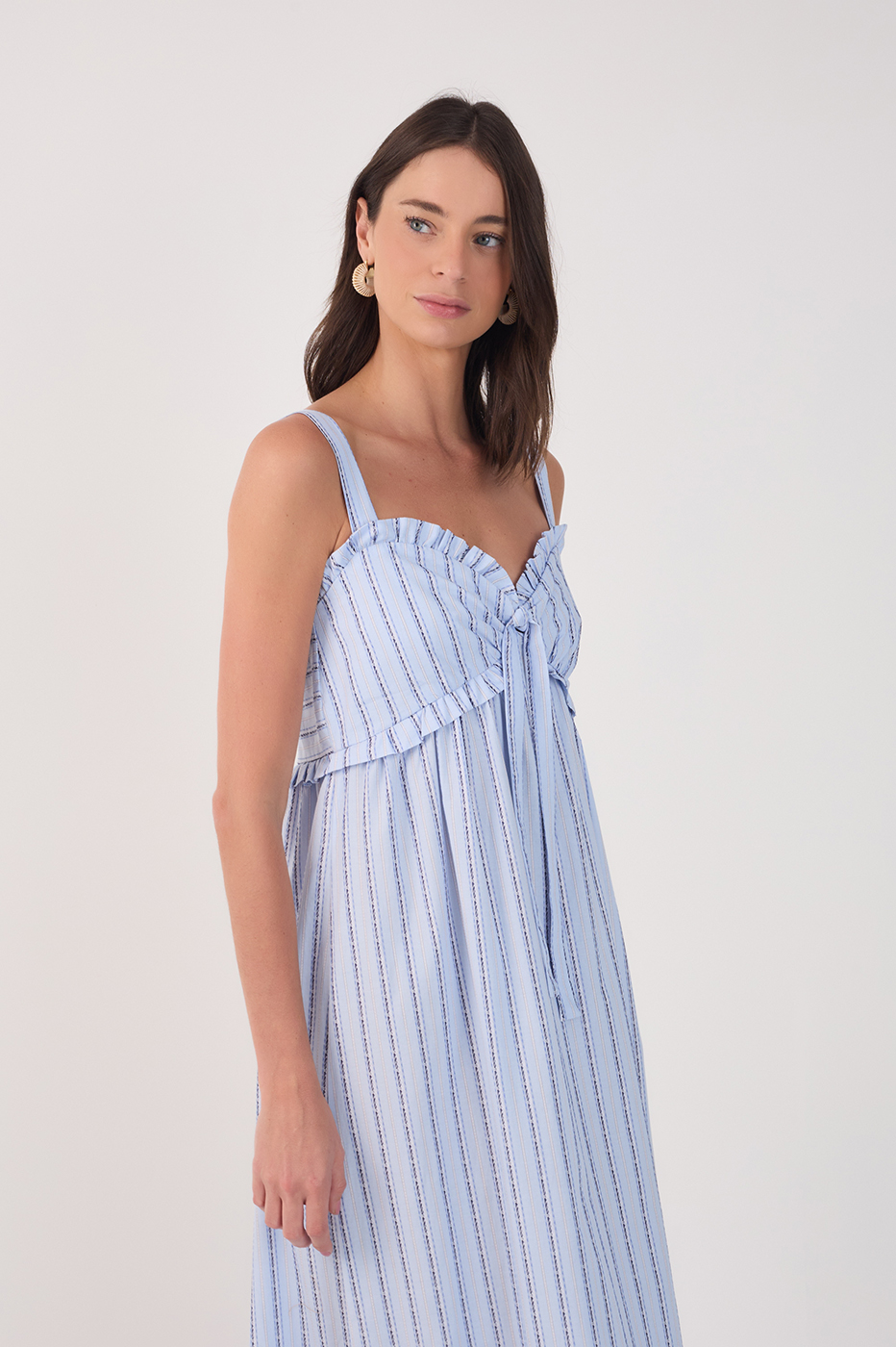 Cropped Cotton Striped Ruffle Dress_3