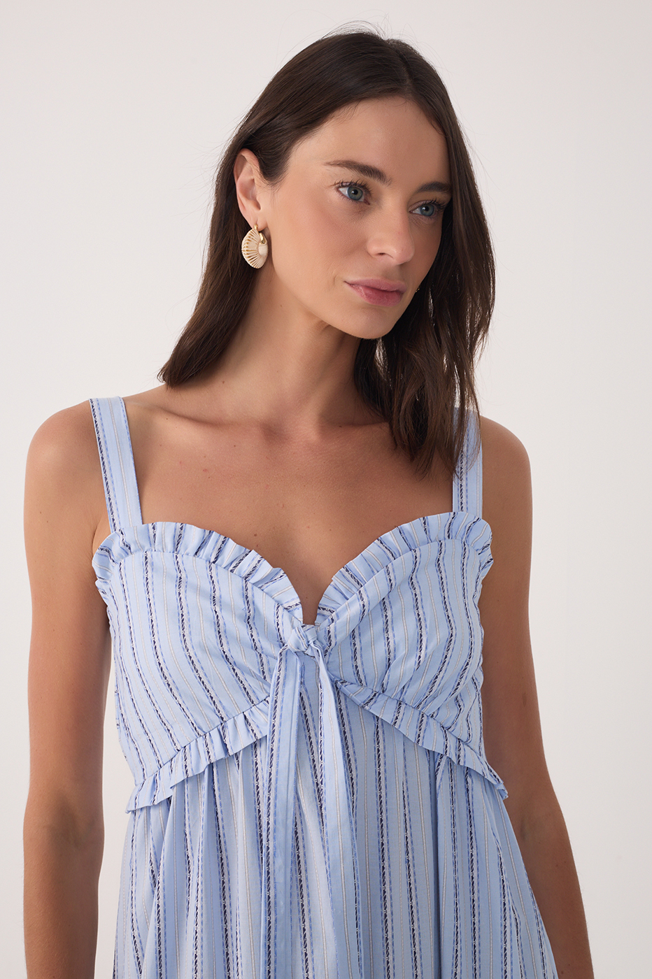 Cropped Cotton Striped Ruffle Dress_4