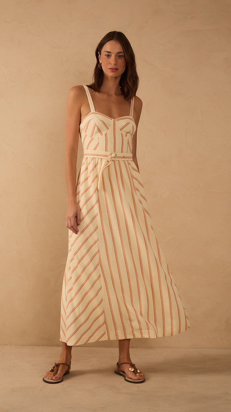 Midi Striped With Belt Dress_1