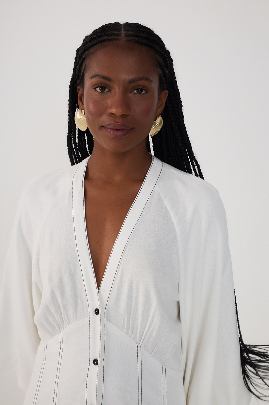 Midi Linen Waist Cut Out Dress_5