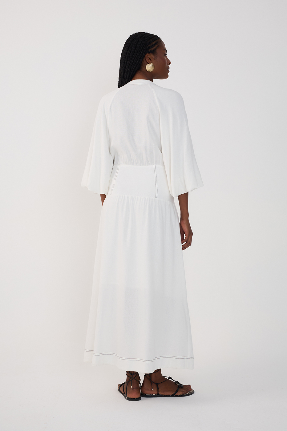 Midi Linen Waist Cut Out Dress_6