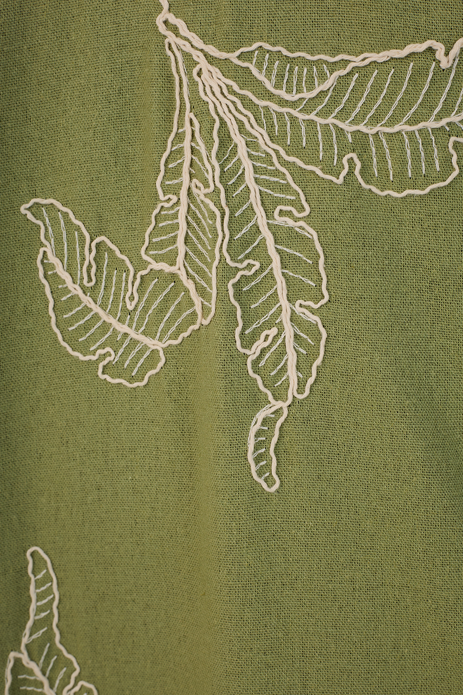 Cropped Linen Leaf Embroidered Dress_7