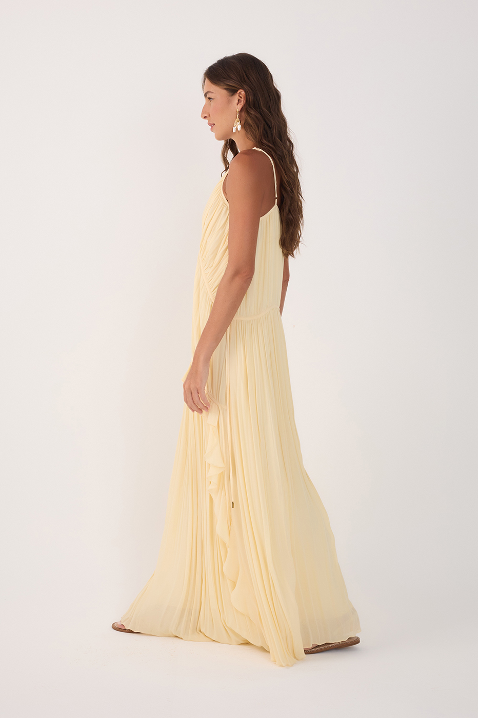 Long Crepe Draped Dress_5
