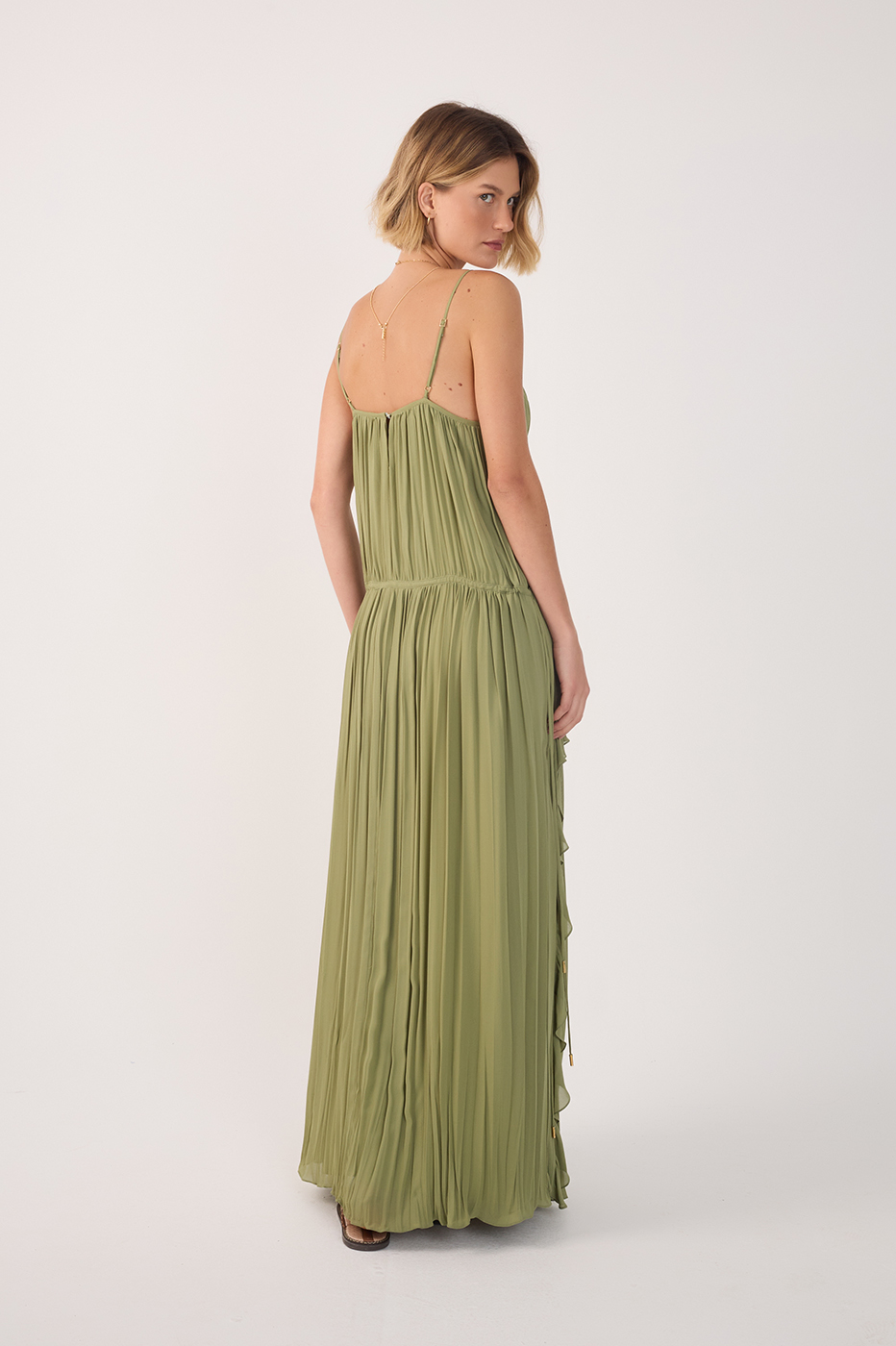 Long Crepe Draped Dress