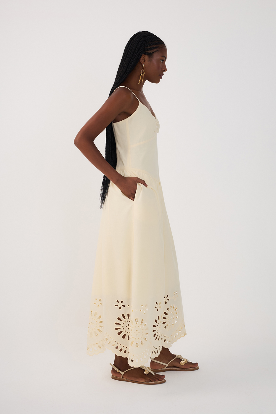 Cotton Embroidered Midi Dress