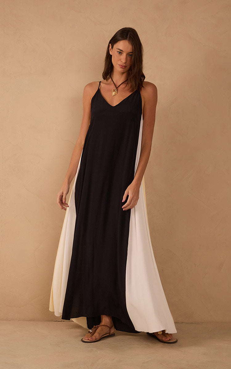 Cropped Crepe Color Cut Out Dress_1