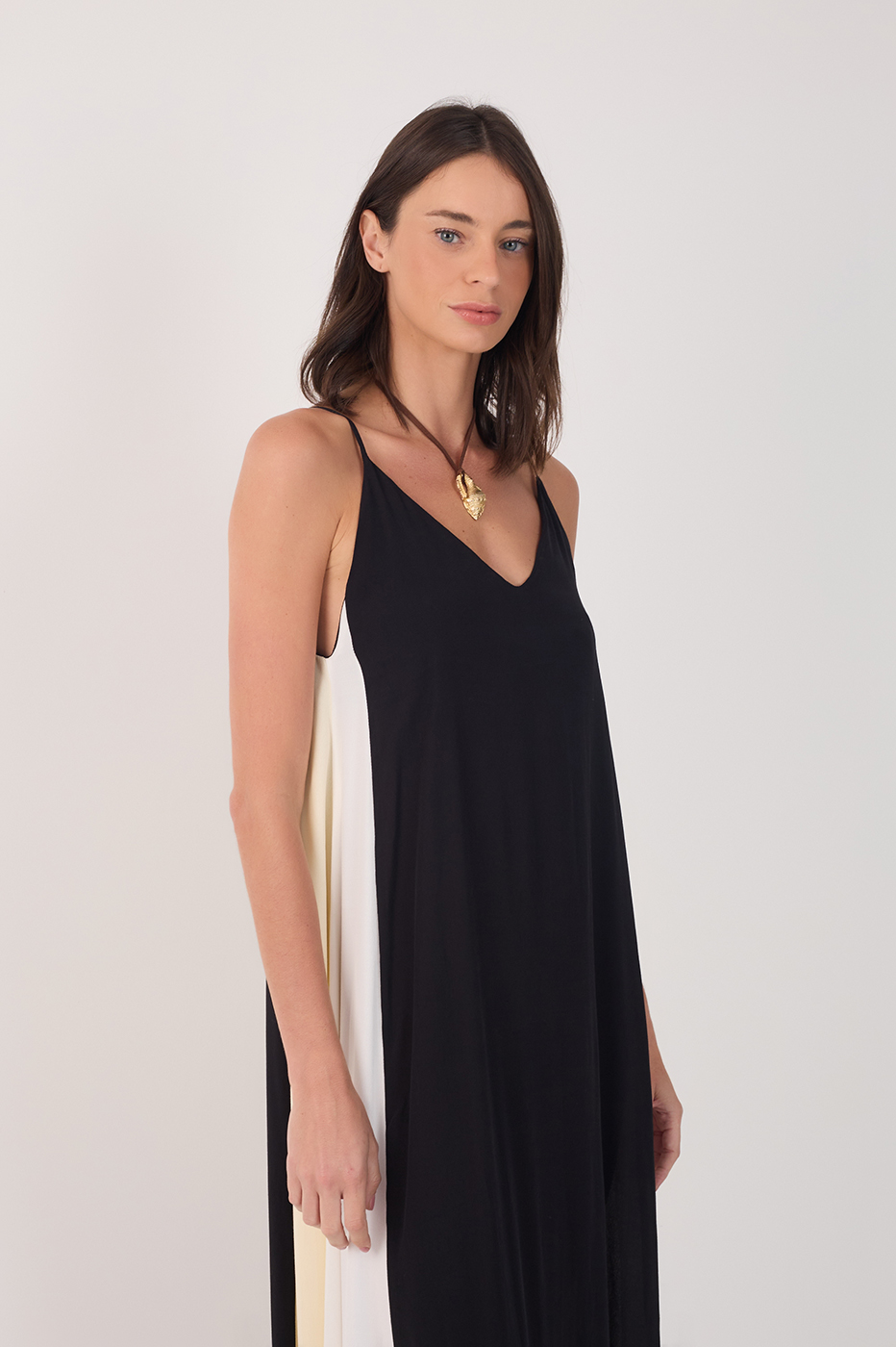 Cropped Crepe Color Cut Out Dress