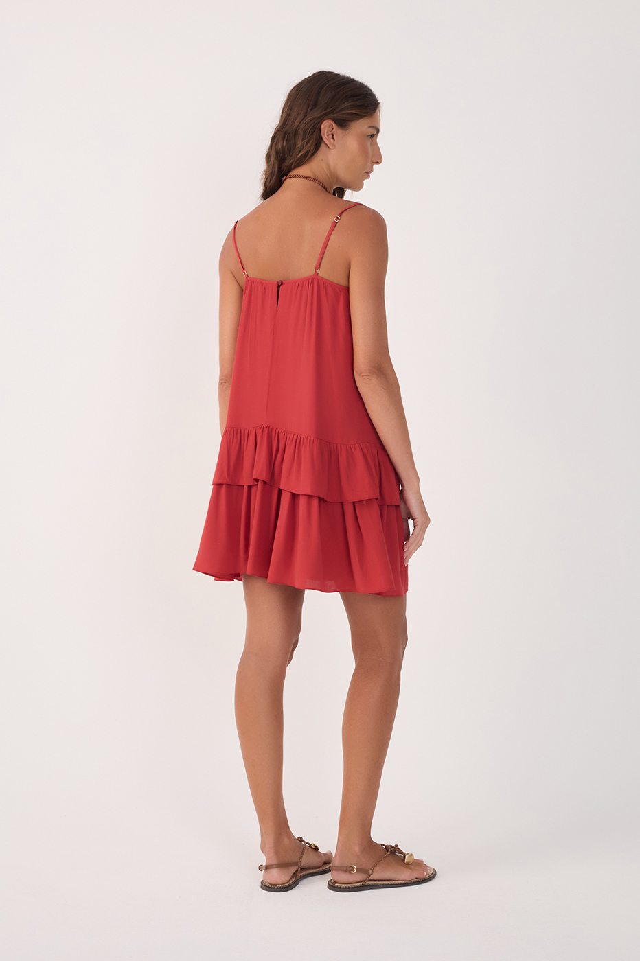Short Crepe Tiered Dress
