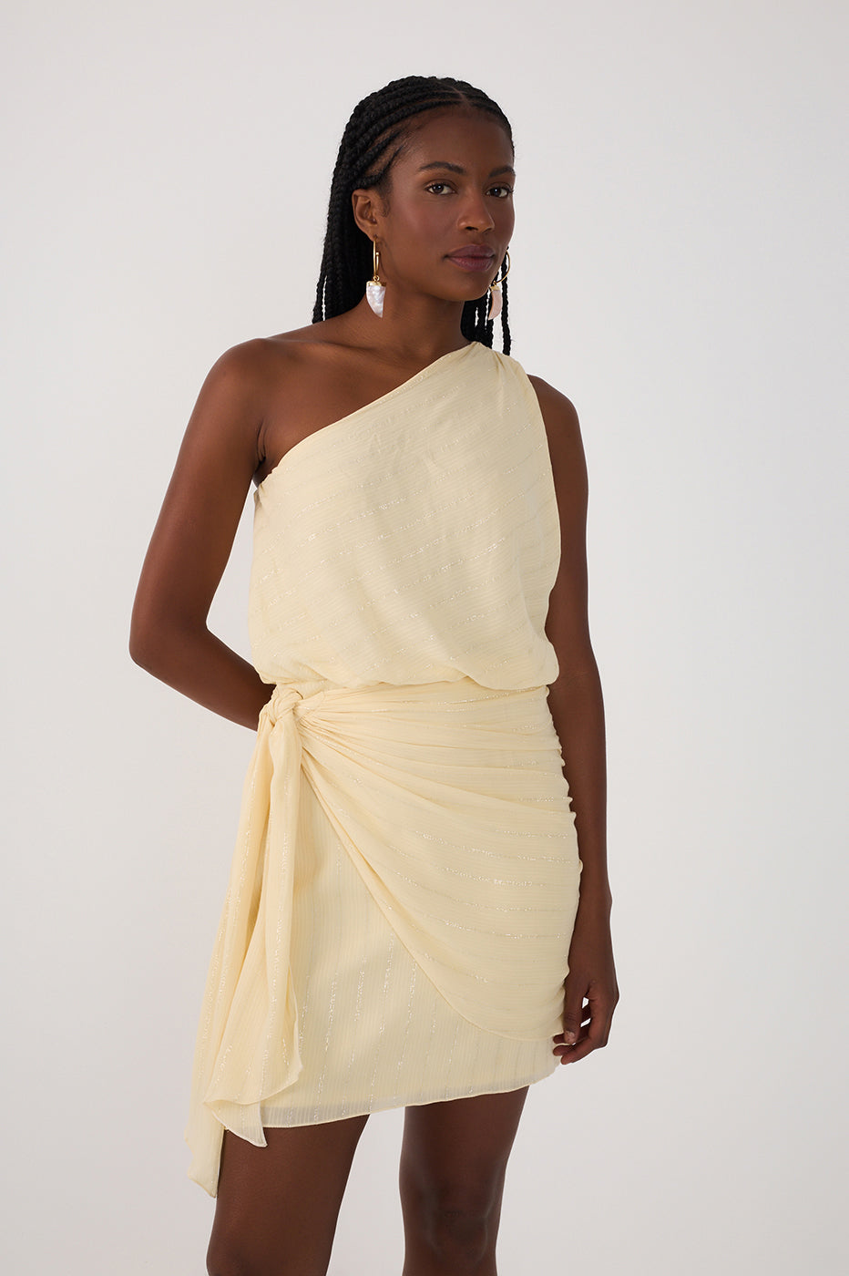 Vestido Curto Lurex Um Ombro Só_3