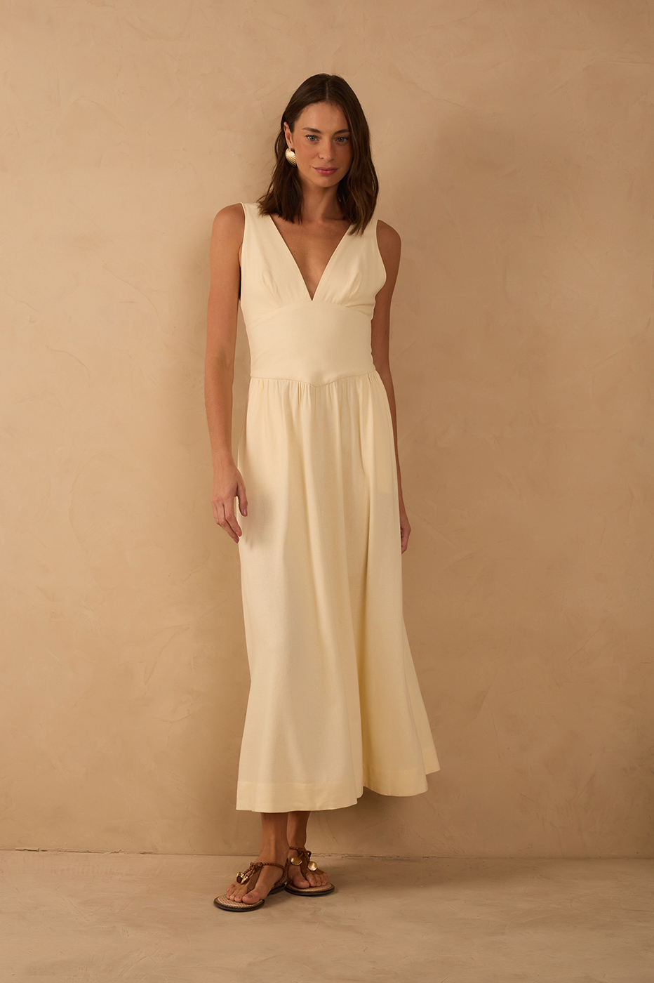 Cropped Linen Large Yoke Dress_1