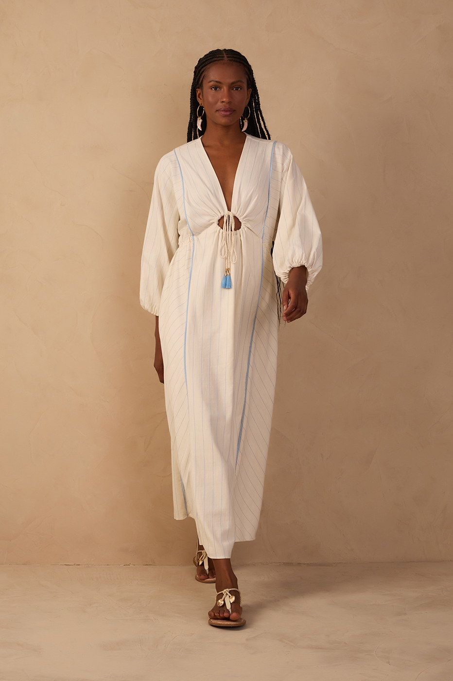 Vestido Cropped Listras Amarração Decote_1