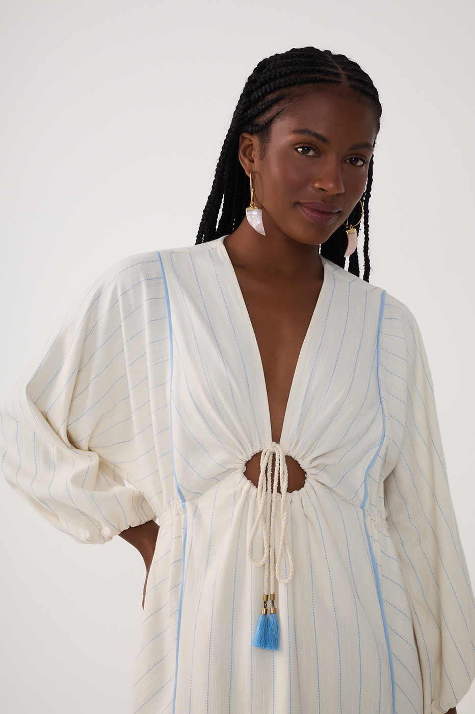 Cropped Striped Neckline Tie Dress_4