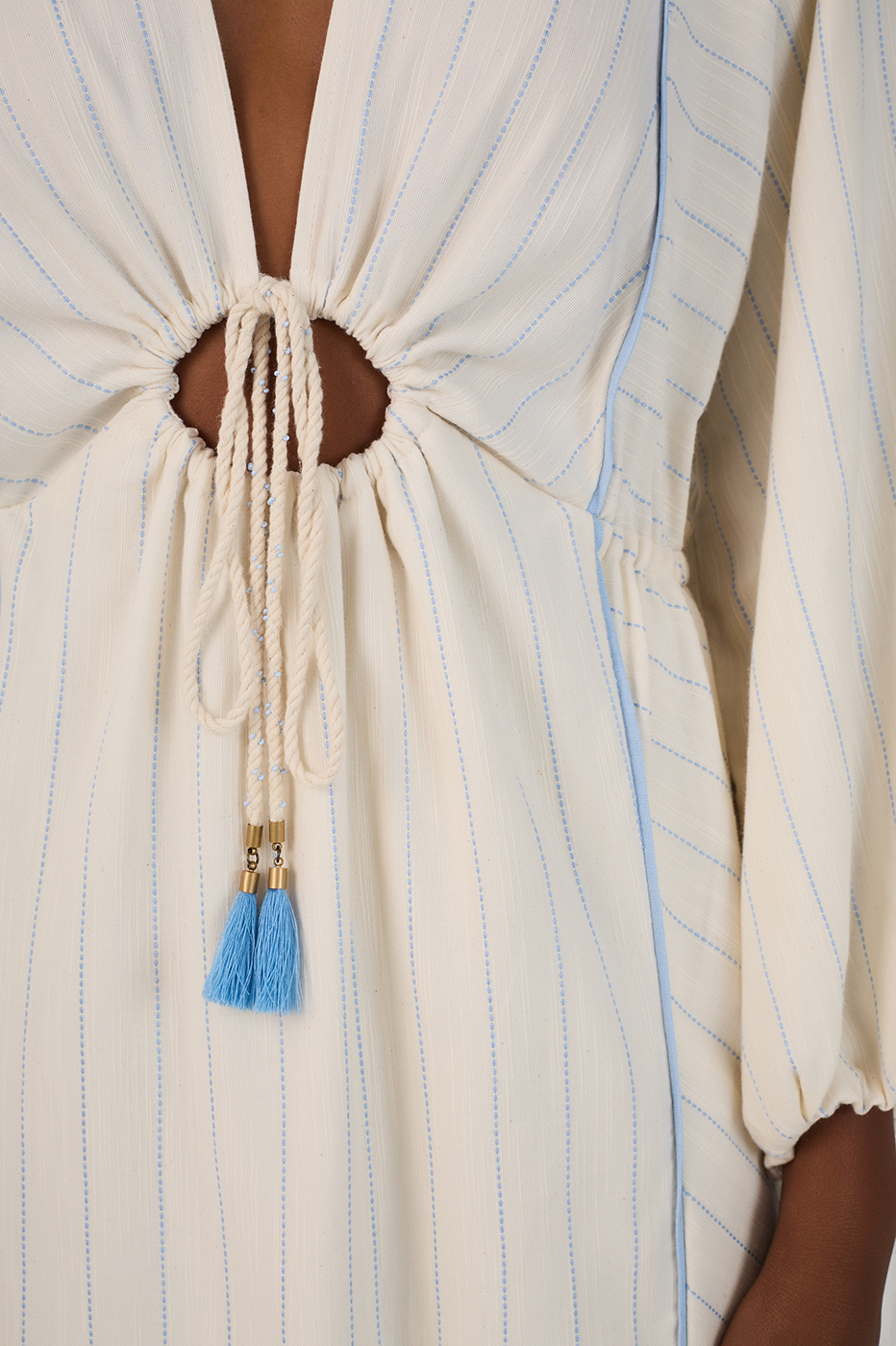 Vestido Cropped Listras Amarração Decote_5