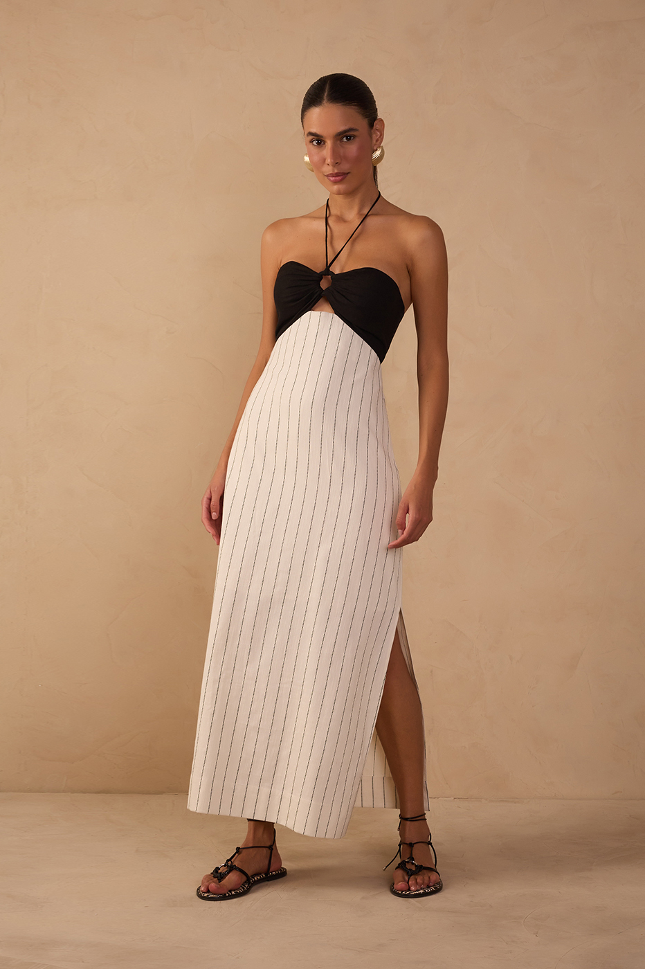 Midi Striped Bust Ring Dress_1