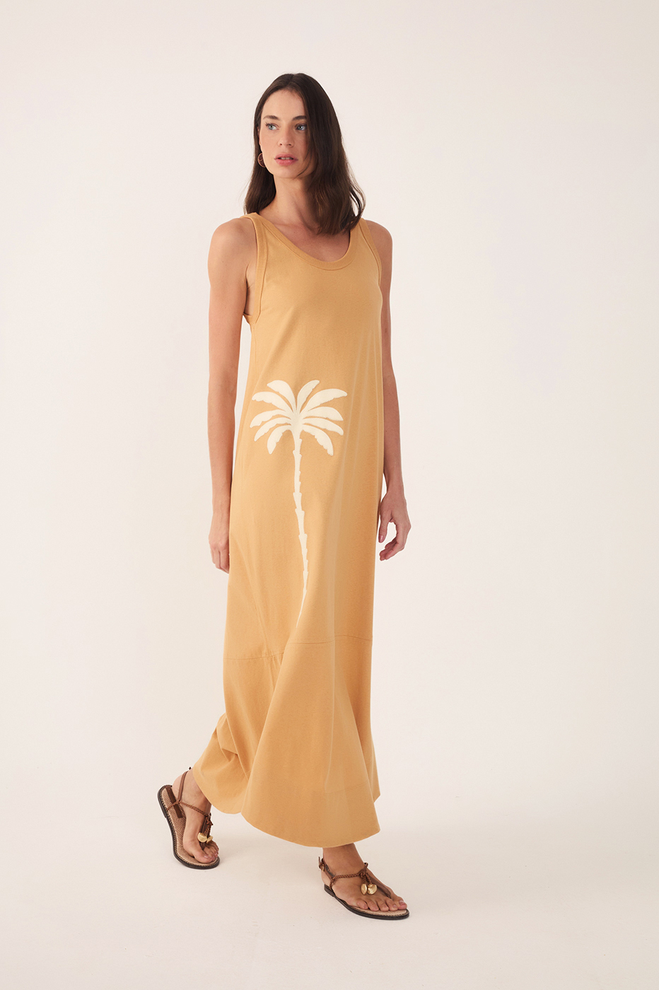 Beige Veraneio Embroidered Cotton Maxi Dress_2