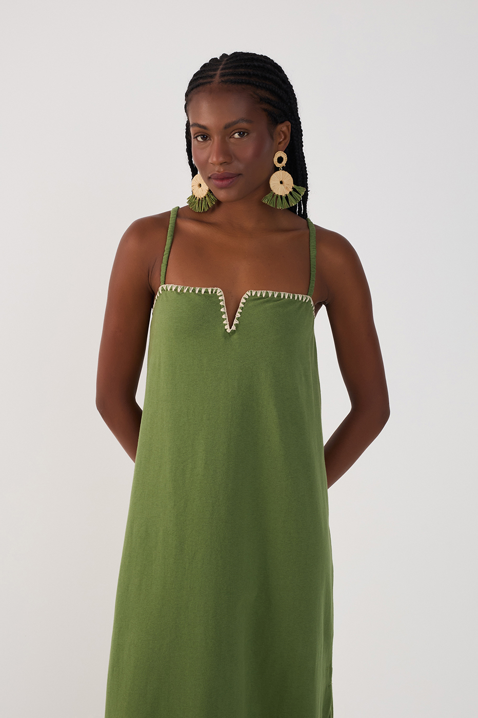 Embroidered Neckline Dress_3