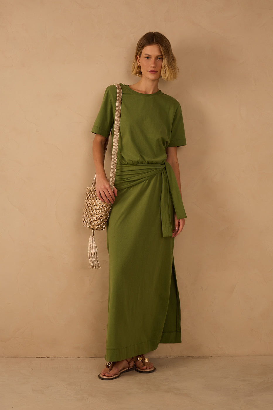 Green Coco Short Sleeve Wrap Maxi Dress_1