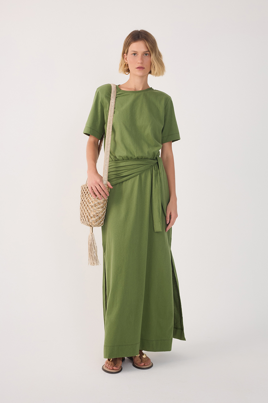 Green Coco Short Sleeve Wrap Maxi Dress_2