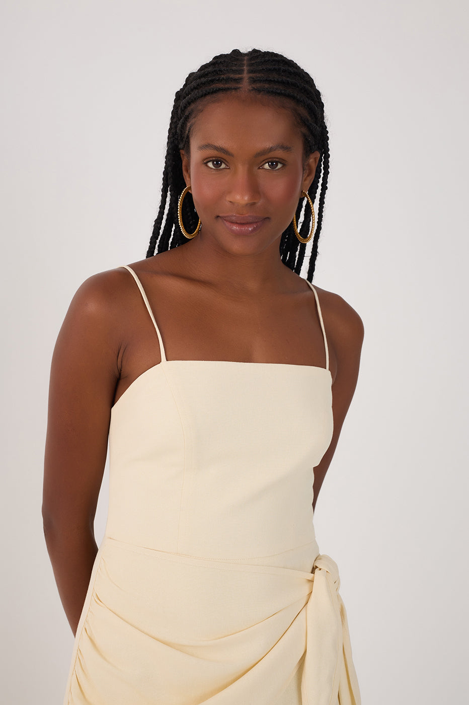 Beige Wrap Waist Side Slits Maxi Dress_5